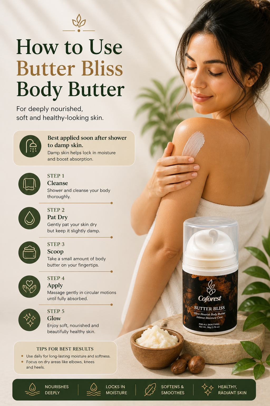 Butter Bliss Body Butter <br><br>With Shea Butter | Deeply Nourishes, Reduce Dryness, Improves Skin Softness | Helps Restore Moisture & Improve Elasticity - 50g