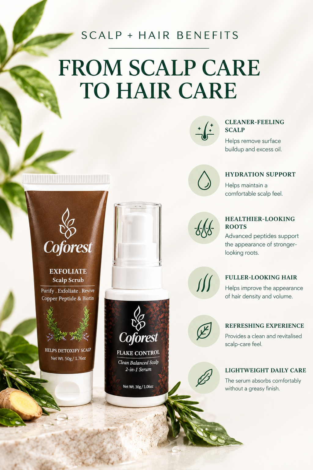 Scalp Care Duo | Exfoliate Scalp Scrub + Advanced Hair Revival Hair Serum | Scalp Cleansing, Hydration & Hair Care | For Healthier-Looking, Fuller-Looking Hair