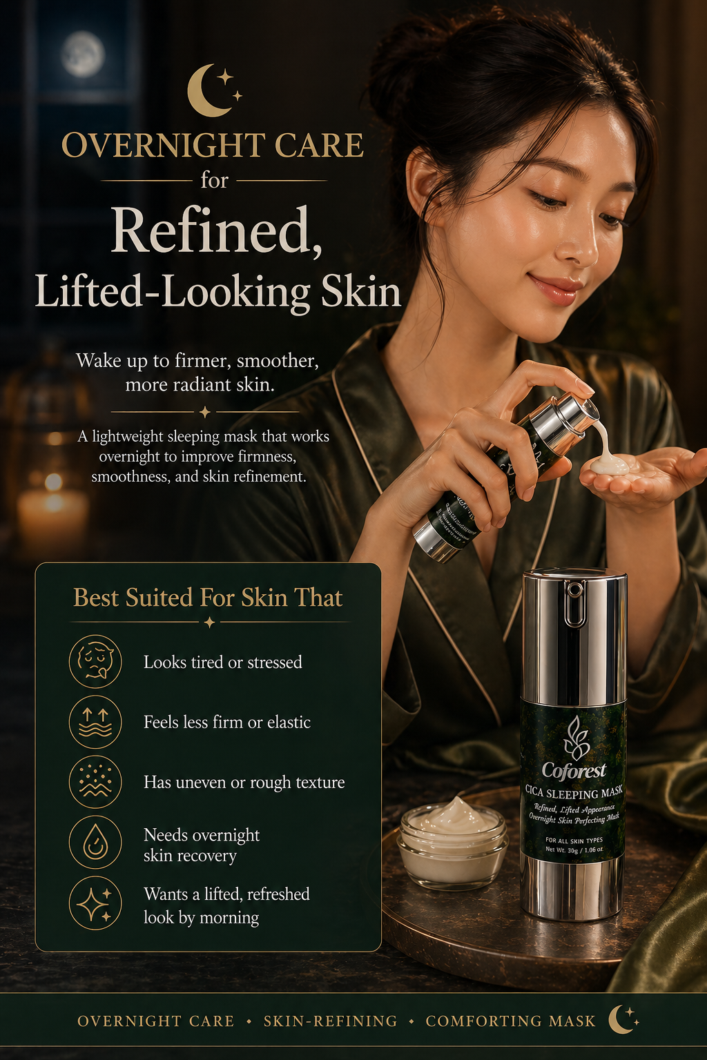 Cica Sleeping Face Mask <br><br> Overnight Firming and Lifting | Hydrating, Enhances Skin Elasticity | with Centella Asiatica Extract - 30g