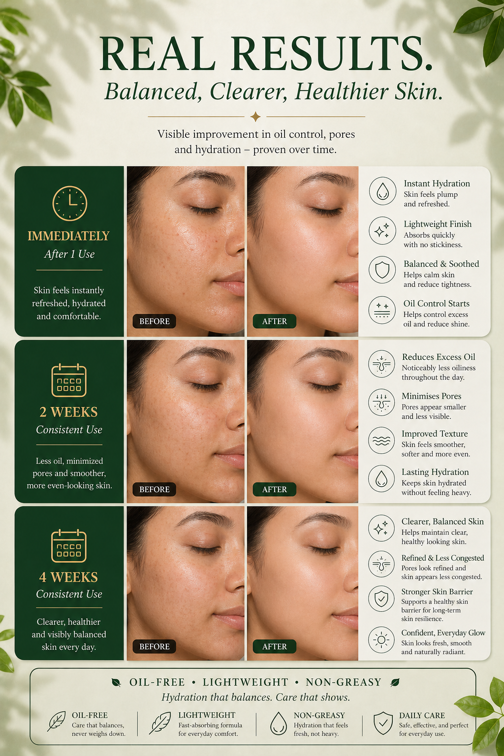 Oil Balance Face Cream <br><br> With Advanced Gel Cream for Long-lasting Oil Control | Lightweight, Breathable Formula | Reduces Surface Redness - 50g