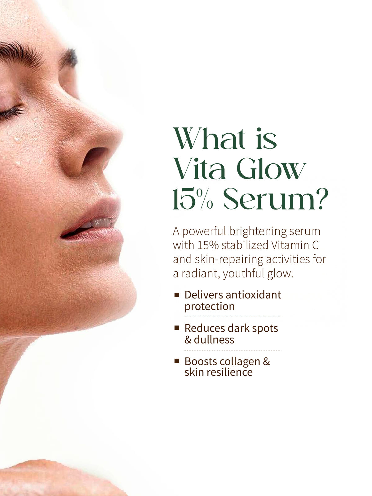 Vita Glow 15% Face Serum <br><br>Vitamin C Serum - Advanced Brightening Elixir with Peptides, Probiotics, Hyaluronic Acid | Dark Spot Reduction & Even Tone | For All Skin Types - 20g