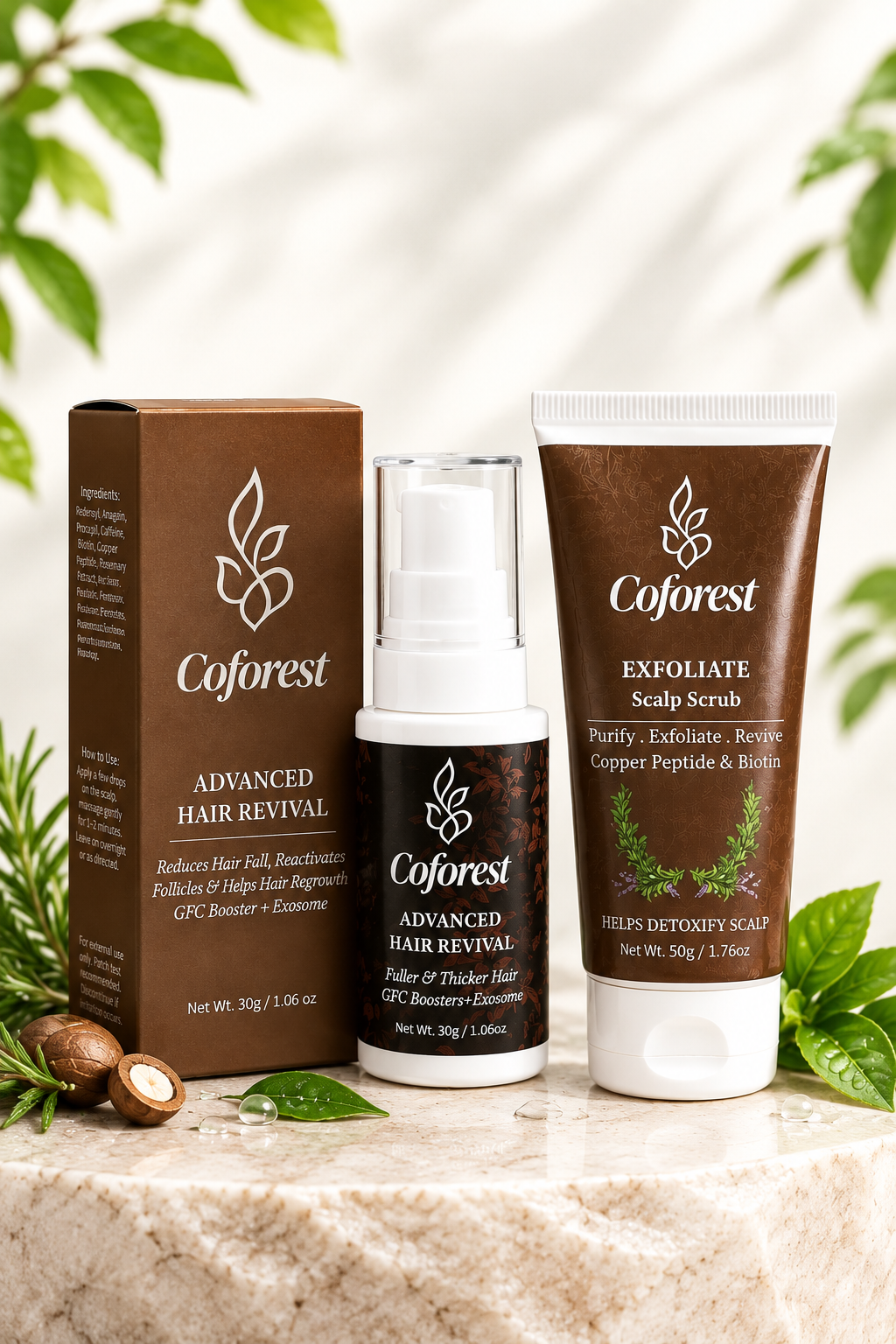 Scalp Care Duo | Exfoliate Scalp Scrub + Advanced Hair Revival Hair Serum | Scalp Cleansing, Hydration & Hair Care | For Healthier-Looking, Fuller-Looking Hair