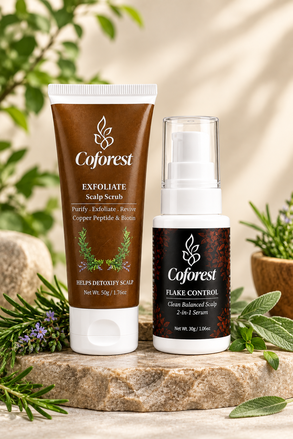 Scalp Care Duo | Exfoliate Scalp Scrub + Flake Control Hair Serum | Scalp Exfoliation, Dandruff & Lice Control | Refreshing, Lightweight 2-Step Scalp Care Routine