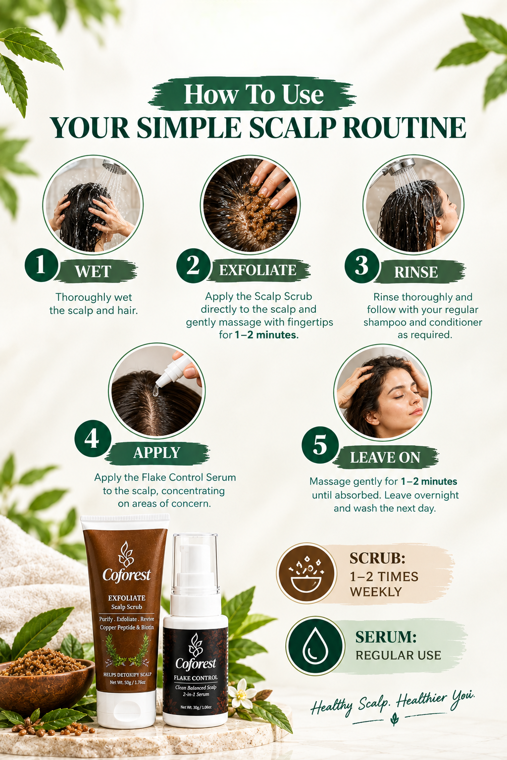 Scalp Care Duo | Exfoliate Scalp Scrub + Flake Control Hair Serum | Scalp Exfoliation, Dandruff & Lice Control | Refreshing, Lightweight 2-Step Scalp Care Routine