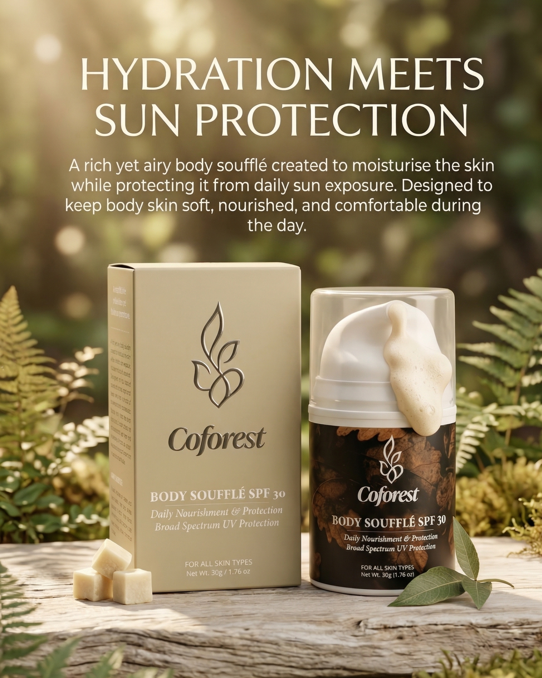 Body Soufflé with SPF30 <br><br> Whipped Nourishment | Lightweight & Non-Greasy | Provides daily broad-spectrum SPF30 protection - 50g